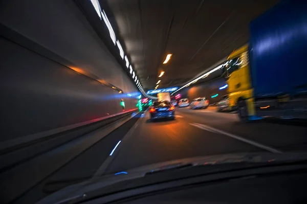 Car Traffic Tunnel Luise Kiesselbach Tunnel Munich Bavaria Germany Europe — Stock Photo, Image