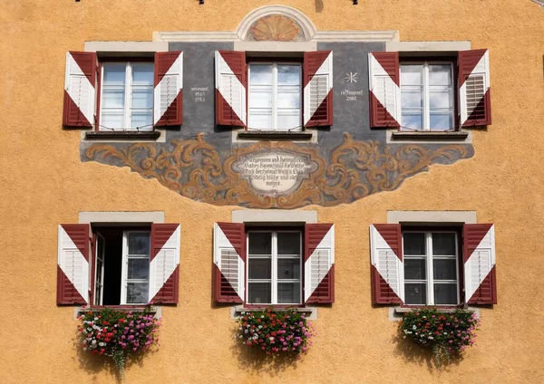 Dettaglio Facciata Con Finestre Municipio Kufstein Tirolo Austria Europa — Foto Stock