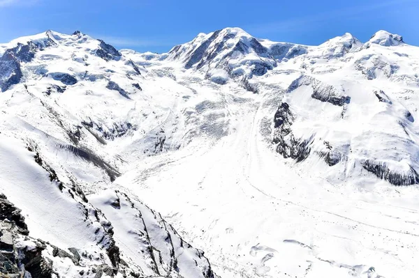 Gornergletscher Inverno Visto Gornergrat Zermatt Suíça Europa — Fotografia de Stock