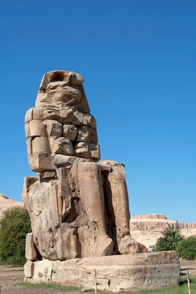 Memnons Koloss Västbanken Luxor Egypten Afrika — Stockfoto