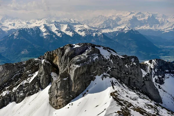 Kışın Sviçre Alplerindeki Pilatus Dağı Manzarası Kriens Sviçre Avrupa — Stok fotoğraf
