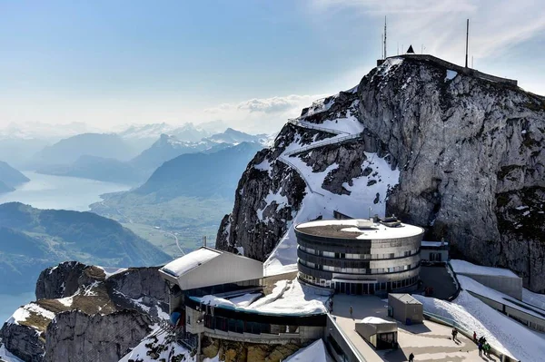 Hotel Bellevue Aan Pilatus Winter Kriens Zwitserland Europa — Stockfoto