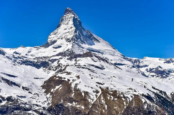 Szczyt Matterhorn Śniegiem Zermatt Szwajcaria Europa — Zdjęcie stockowe