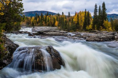 Rapids of Gamajhk, rivers, Kvikkjokk, Laponia, Norrbotten, Lapland, Sweden, Europe  clipart