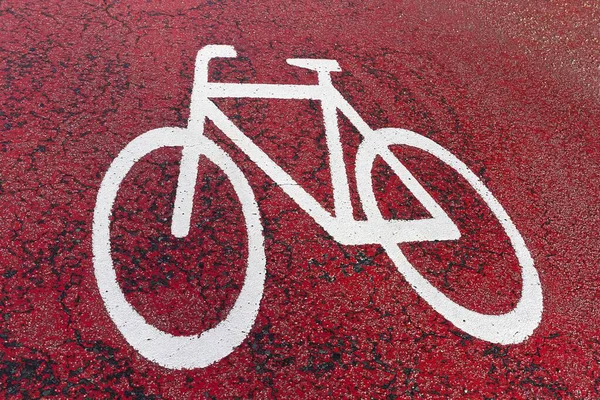 White Bicycle Red Ground Marked Cycle Path Bavaria Germany Europe — Zdjęcie stockowe