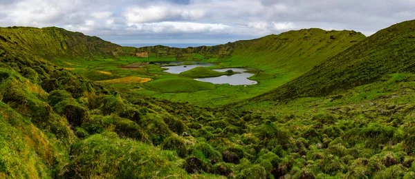 stock image Crater, Caldeiro Volcano, Corvo Island, Azores, Portugal, Europe 