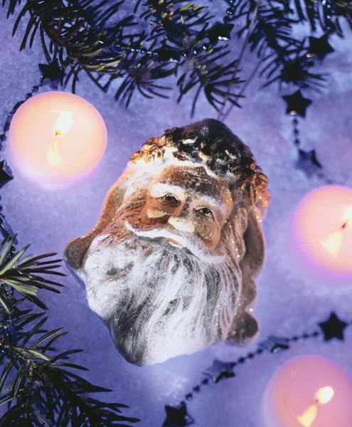 Καμμένα Κεριά Στολισμός Χριστουγεννιάτικου Δέντρου Άγιος Βασίλης — Φωτογραφία Αρχείου