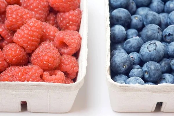 Raspberries Blueberries Close — Stock Photo, Image