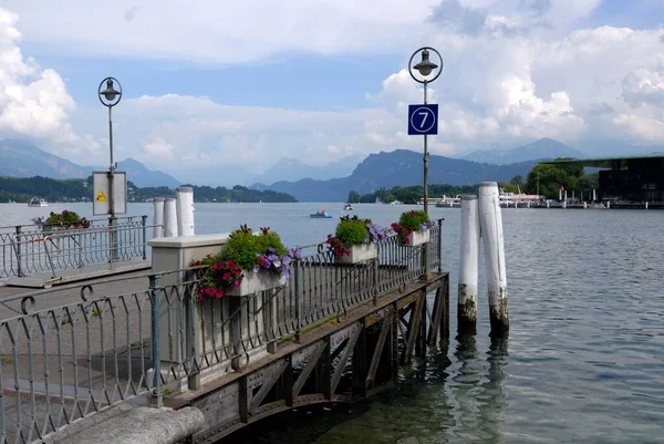 Luzern Bootshafen Vierwaldstättersee Schweiz Europa — Stockfoto