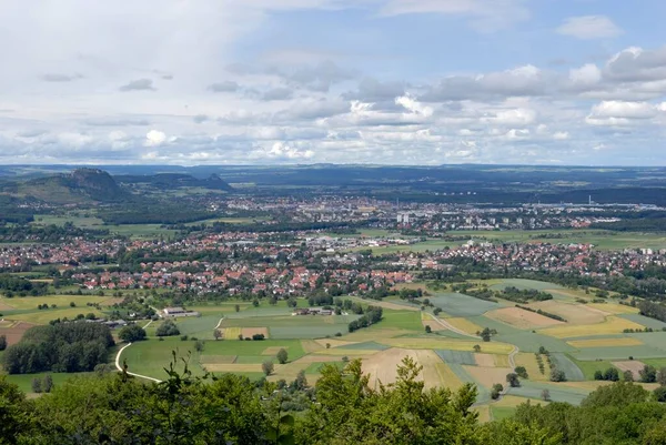 Kilátás Német Határtól Svájcban Város Singen Hohenwiel Szomszédos Falvak Baden — Stock Fotó