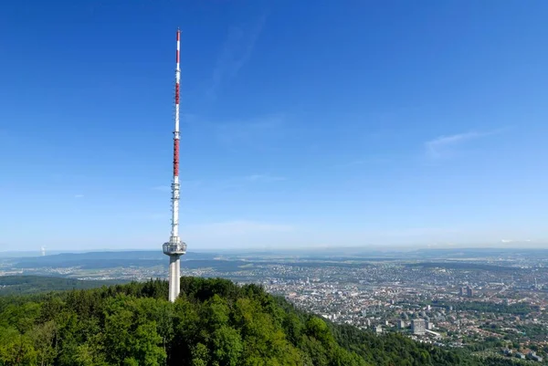 Tour Télévision Zurich Panorama Ville Suisse Europe — Photo
