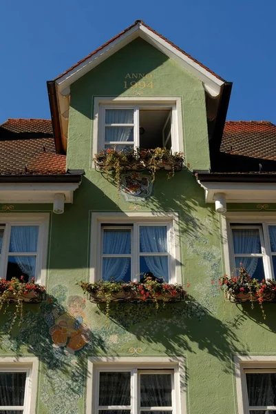 Detalhe Vista Uma Casa Parte Antiga Cidade Meersburg Baden Wuerttemberg — Fotografia de Stock
