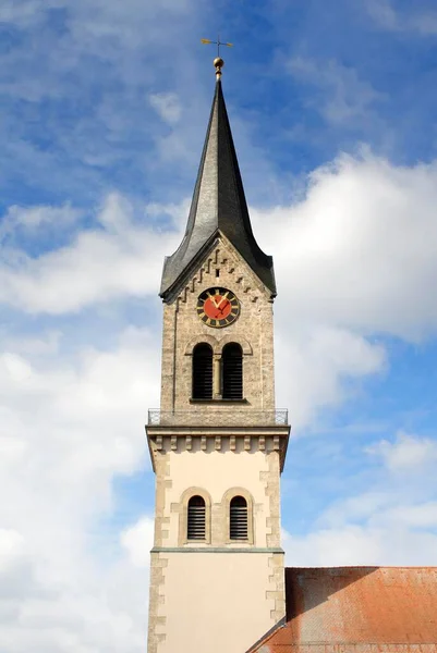 Tuttlingen Историческая Башня Часами Церкви Святого Петра Павла Баден Вюртемберг — стоковое фото