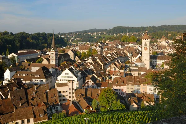 Schaffhausen Kilátás Régi Városrészre Svájc Európa — Stock Fotó