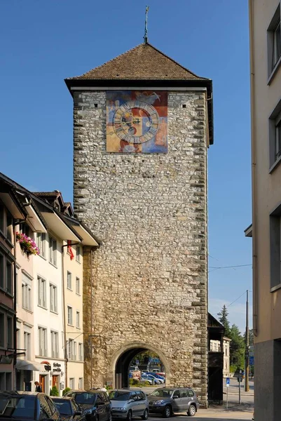 Schaffhausen Dolní Městská Brána Švýcarsko Evropa — Stock fotografie