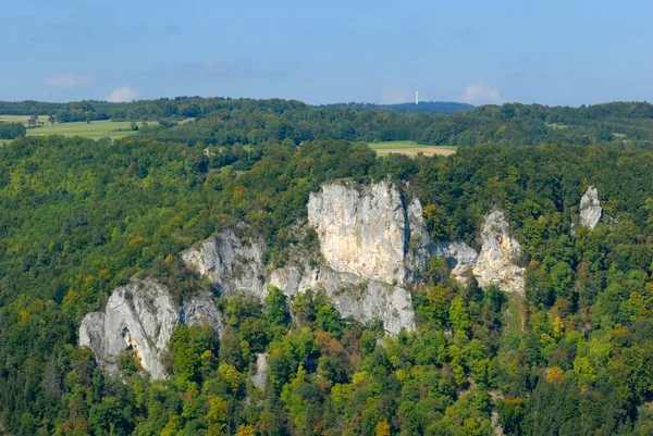 Blick Auf Den Eichfelsen Donautal Baden Württemberg Deutschland Europa Europa — Stockfoto