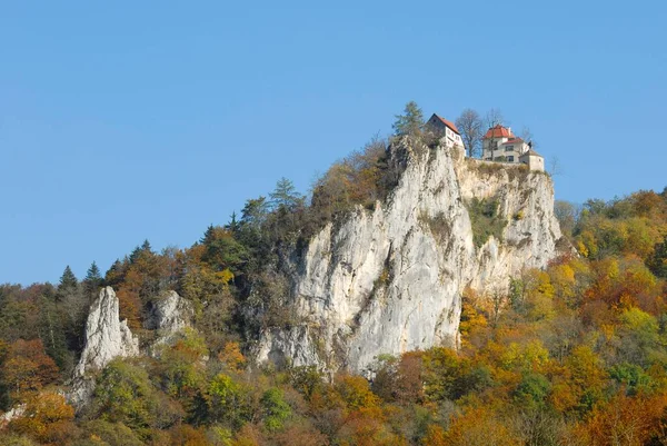 Bronnen Kasteel Het Najaar Danube Vallei Baden Wuerttemberg Duitsland Europa — Stockfoto