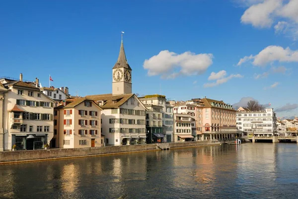 Zürich Häuser Der Altstadt Limmatquai Schweiz Europa — Stockfoto