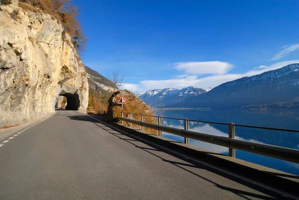 Quairoad Lago Thun Cantão Berna Suíça Europa — Fotografia de Stock