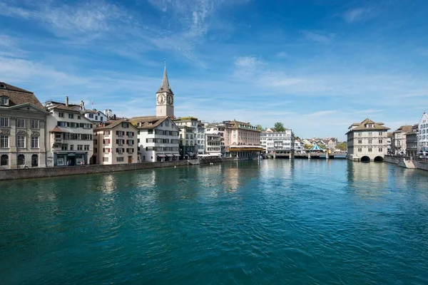 View Limmat River Old Town Promenade Zurich Canton Zurich Switzerland — Stock Photo, Image