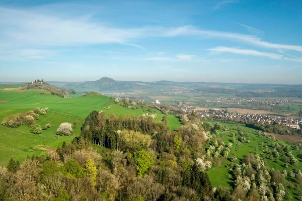 Vista Desde Monte Hohenkrhen Través Del Paisaje Hegau Con Montañas —  Fotos de Stock