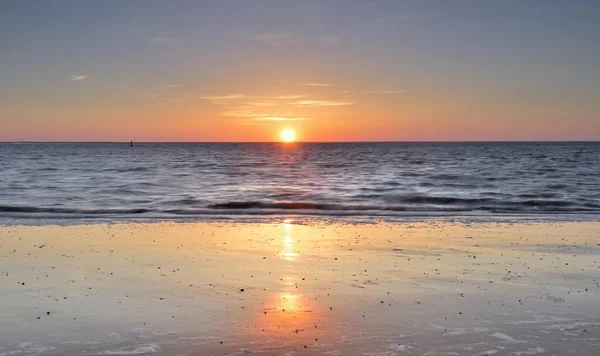 Wschód Słońca Nad Morzem Wattowym Texel Holandia Północna Holandia — Zdjęcie stockowe