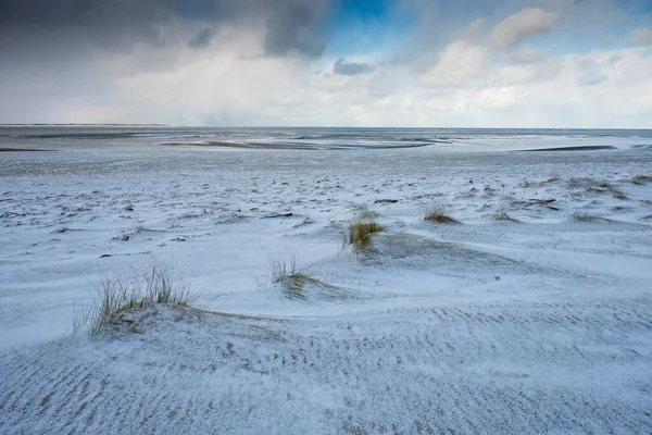 Dunes Beach Snow North Sea Langeoog East Frisia Lower Saxony — Stock Photo, Image