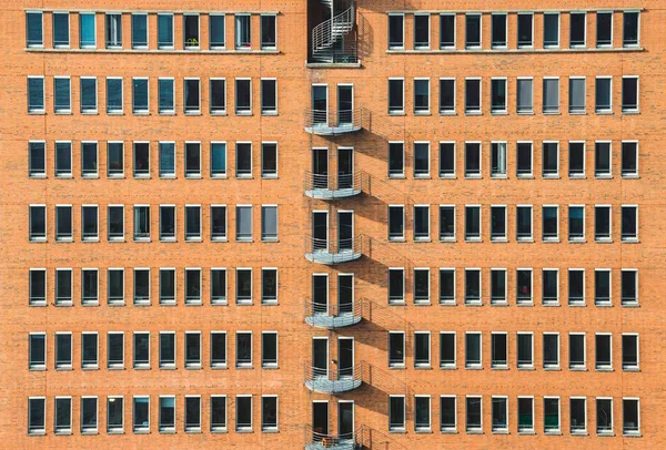 Monotónní Fasáda Dům Červených Cihel Hafencity Hamburk Německo Evropa — Stock fotografie