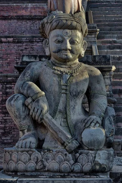 Figura Guarda Templo Nyatapola Siddhi Lakshmi Templo Ngatapola Guardado Pelos — Fotografia de Stock