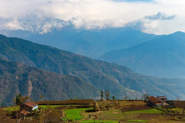 Himalaya Gebirge Vom Dorf Dhampus Aus Gesehen Nepal Asien — Stockfoto