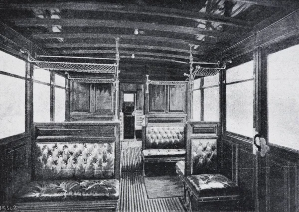 Interior First Second Class Metro Car Paris French Weekly Newspaper — стокове фото