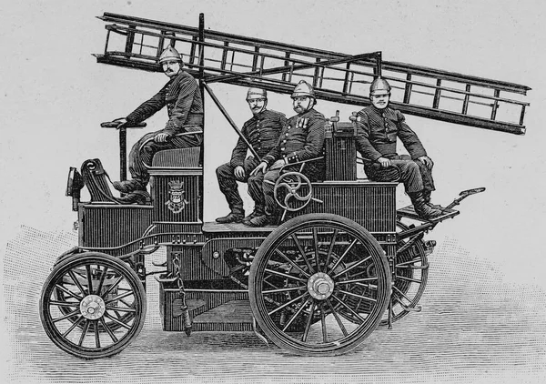 Paris Firemen Van French 주간지 Lillustration 1900 — 스톡 사진