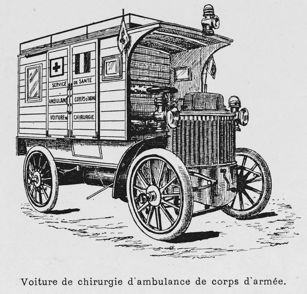 Pojazdy Wojskowe Podczas 1900 Francuski Ćwiczenia Wojskowe Karetka Francuski Tygodnik — Zdjęcie stockowe