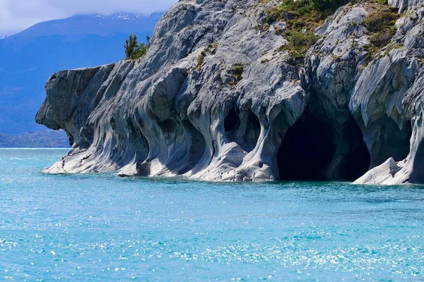 Bizarní Skalní Útvary Mramorových Jeskyní Cuevas Marmol Lago General Carrera — Stock fotografie