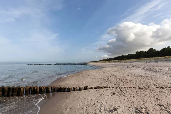 stock image Groynes at the Baltic Sea beach near Zingst, Fischland-Dar-Zingst, Western Pomerania Lagoon Area National Park, Mecklenburg-Western Pomerania, Germany, Europe 