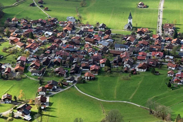 Uitzicht Bad Oberdorf Het Ostrachtal Allgu Beieren Duitsland Europa — Stockfoto