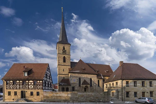 Kościół Parafialny Walburga Salą Parafialną Biblioteką Kirchrttenbach Środkowa Frankonia Bawaria — Zdjęcie stockowe