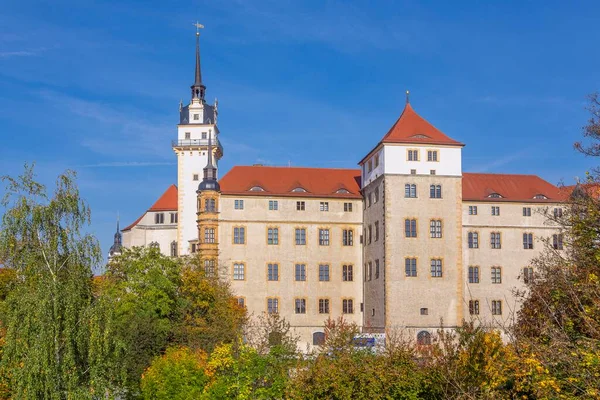 Замок Гартенфельс Вежею Гаусмана Торгау Саксонія Німеччина Європа — стокове фото