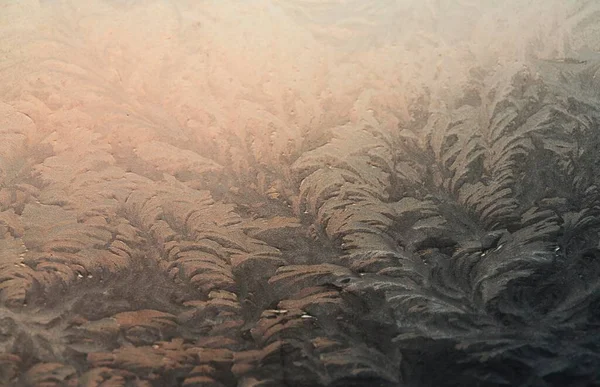 Frost Patroon Ijsbloemen Ijskristallen Textuur Structuur Oppervlakte Achtergrond Afbeelding — Stockfoto