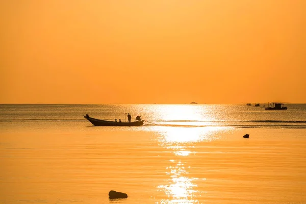 Закат Море Ярусная Лодка Рыболовная Лодка Пханган Сиамский Залив Таиланд — стоковое фото