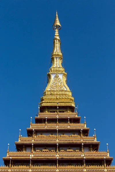 Punta Punta Nueve Pisos Stupa Phra Mahathat Kaen Kakhon Wat — Foto de Stock