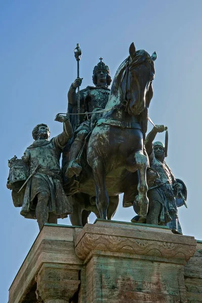 Monumento Equestre Imperador Luís Luís Bávaro Munique Baviera Alemanha Europa — Fotografia de Stock