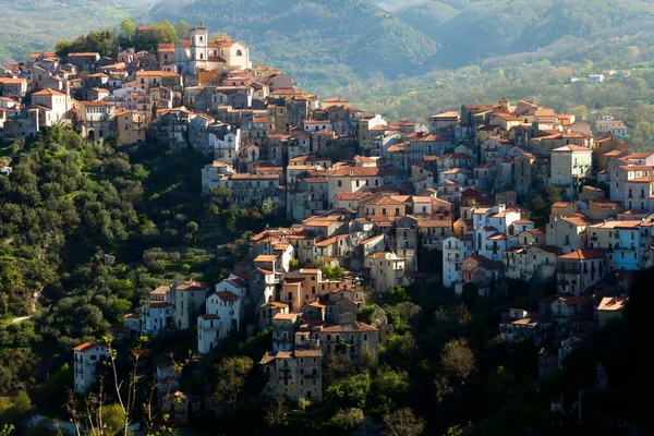 Horská Vesnice Rivello Před Monte Sirino Basilicata Provincie Potenza Itálie — Stock fotografie