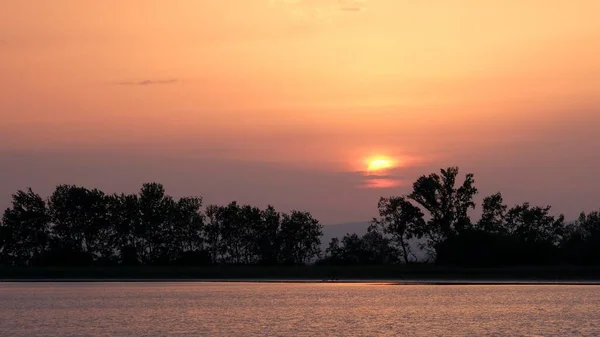 Zachód Słońca Oberer Stinkersee Park Narodowy Jezioro Neusiedl Seewinkel Burgenland — Zdjęcie stockowe