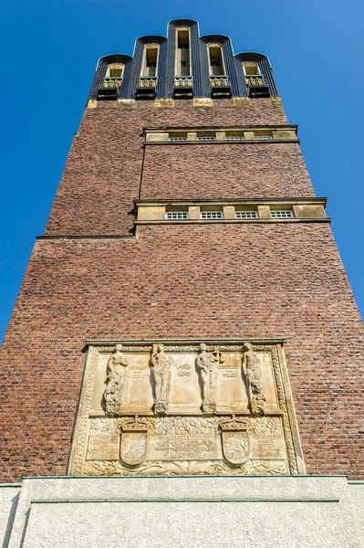 Torre Casamento Joseph Maria Olbrich Com Alívio Das Quatro Virtudes — Fotografia de Stock