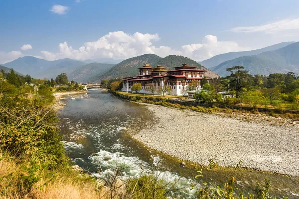 Buddha Kloster Fästning Punakha Dzong Vid Floden Chhu Punakha Bhutan — Stockfoto