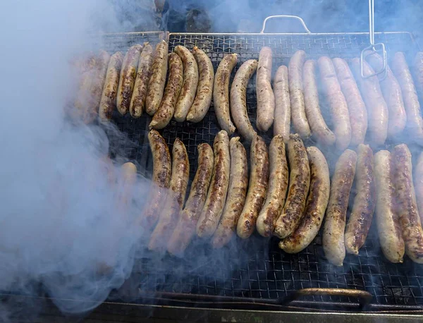 Grilled Sausages Wrapped Smoke Bavaria Germany Europe — Stock Photo, Image