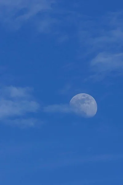 Waxing Moon Blue Sky Bavaria Germany Europe — Stock Photo, Image