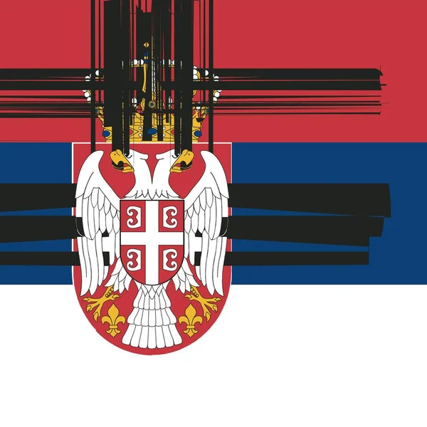 Bandeira Nacional Oficial Sérvia — Fotografia de Stock
