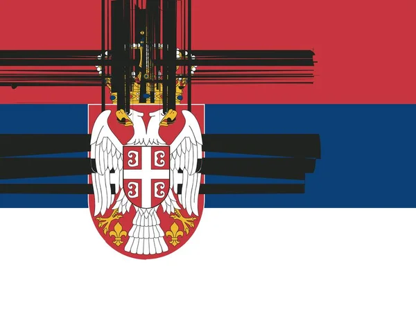 Oficjalna Bandera Narodowa Serbii — Zdjęcie stockowe